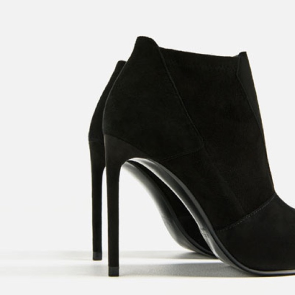 Zara Elasticated High Heel Ankle Leather Boots - Picture 4 of 5